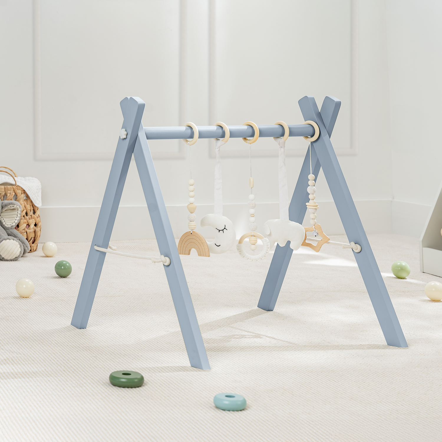 Baby Play Gym Pacific Blue by Comfy Cubs Wooden Pine Comfy Cubs Everetts Place: Online Boutique