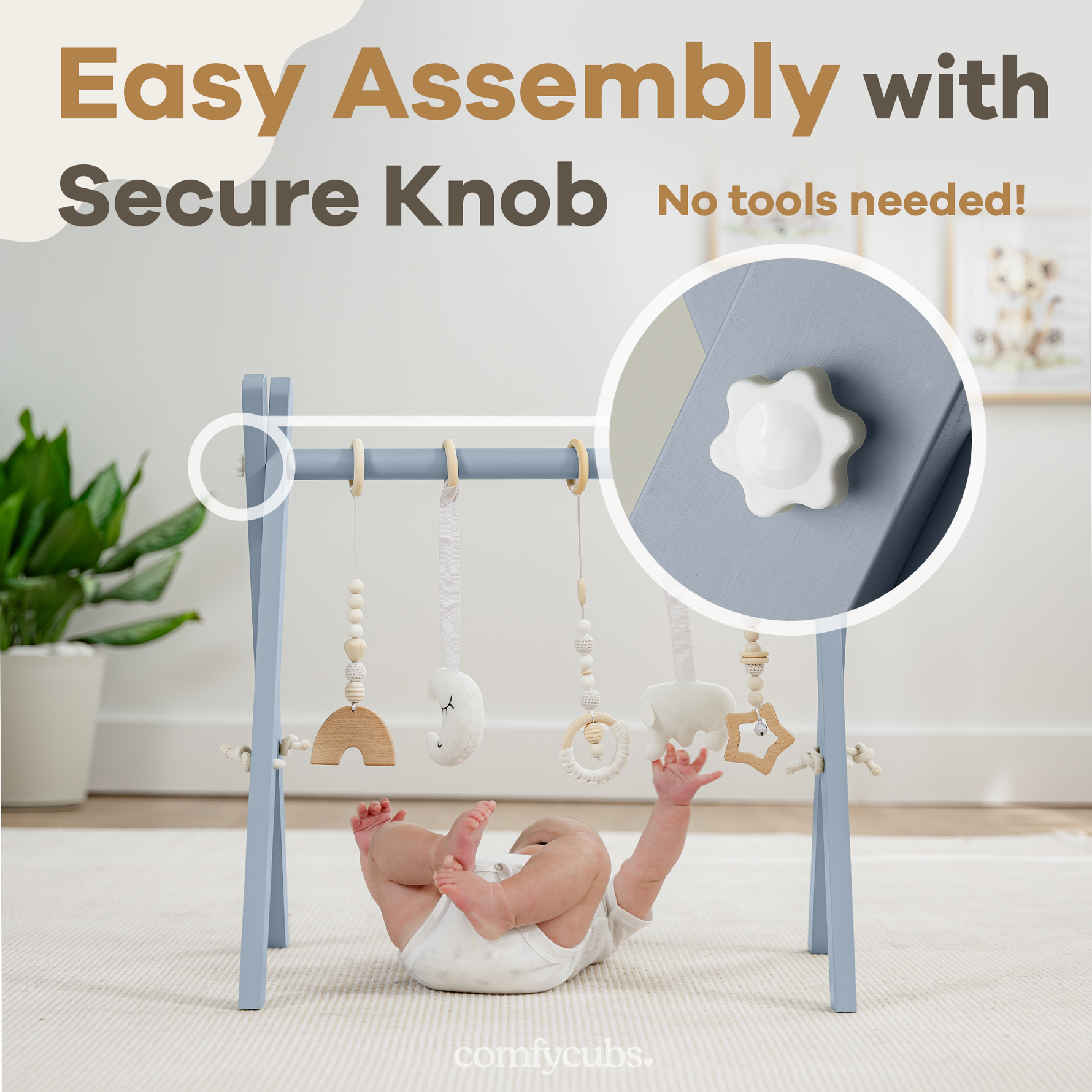 Baby Play Gym Pacific Blue by Comfy Cubs Wooden Pine Comfy Cubs Everetts Place: Online Boutique