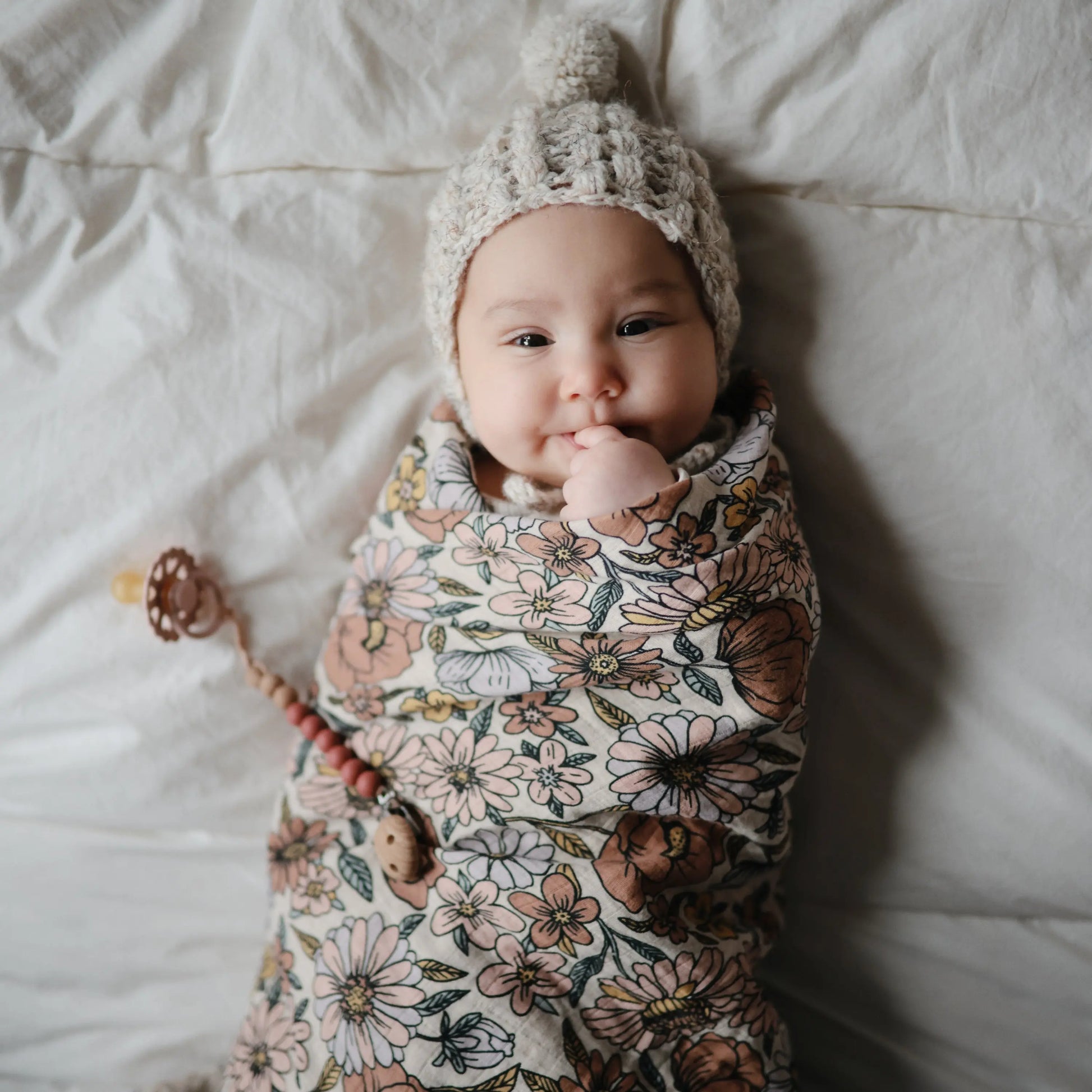 Organic Cotton Muslin Swaddle Blanket for Baby Cuddling and Nursing Mushie