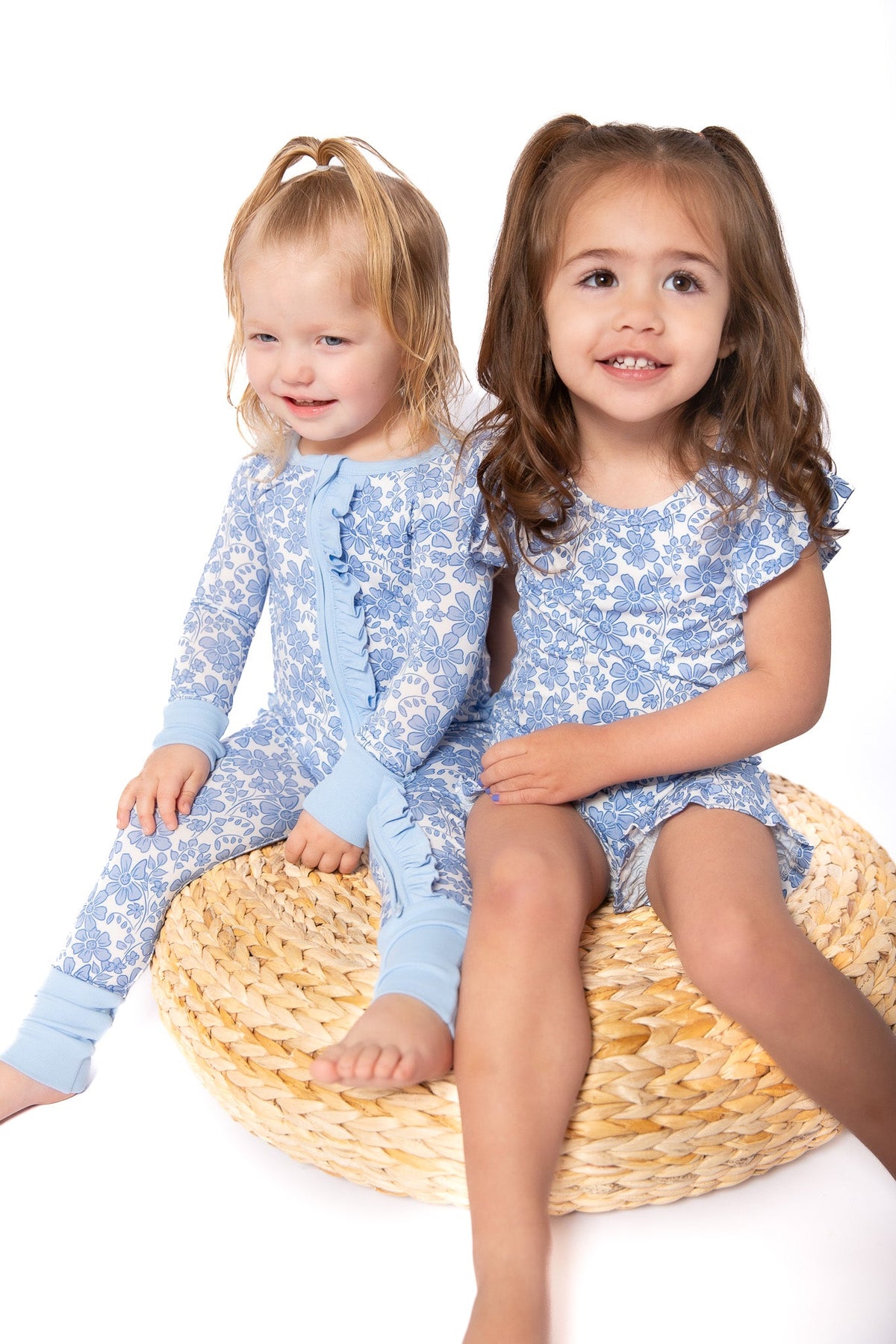 Blue Bonnet Bamboo Floral Onesie | Double Zip & Frills | Mommy & Me by Rayn’s Tiny Stitches