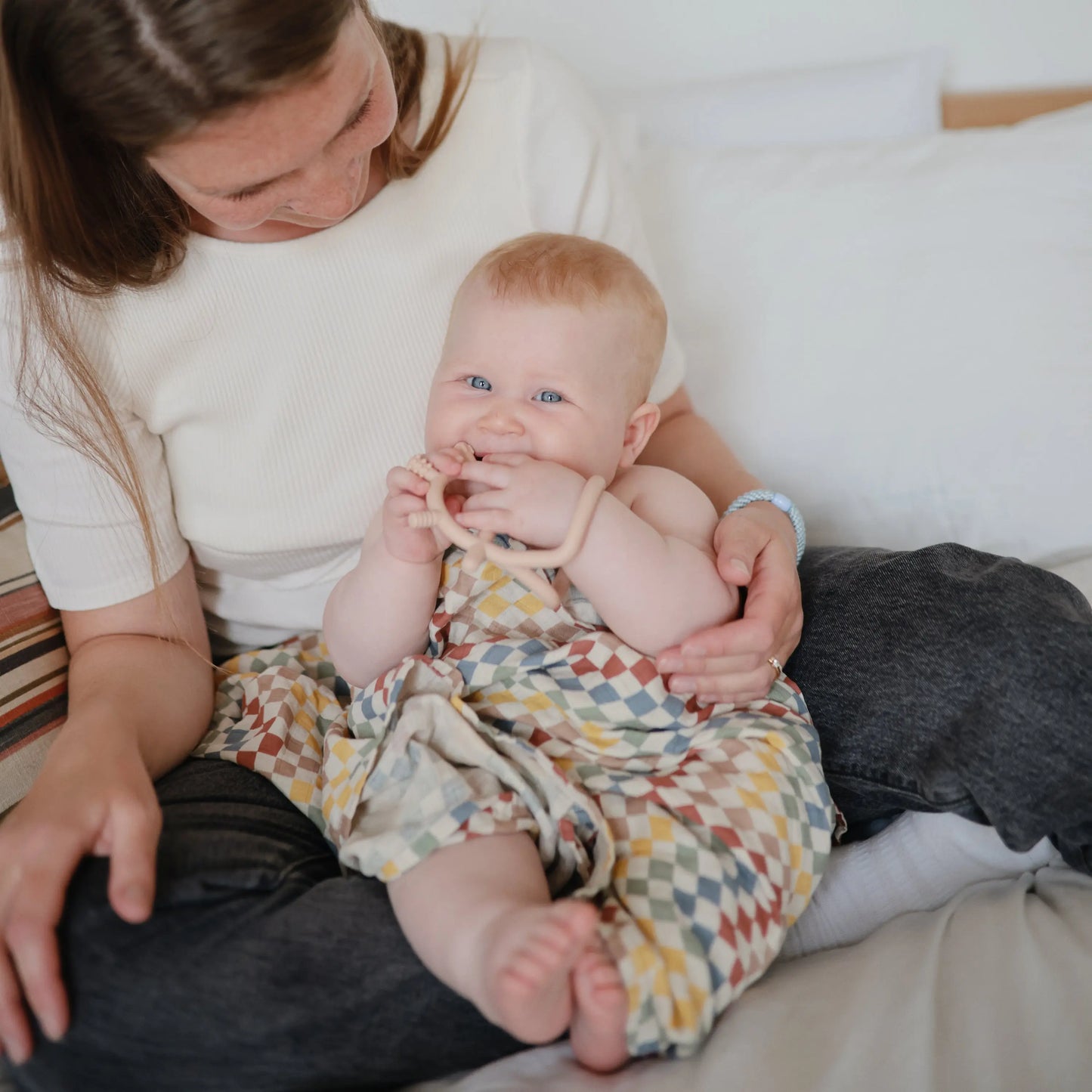 Organic Cotton Muslin Swaddle Blanket for Baby Cuddling and Nursing Mushie