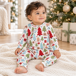 Bamboo Christmas Footie Pajamas - Holiday Print by Tesa Babe