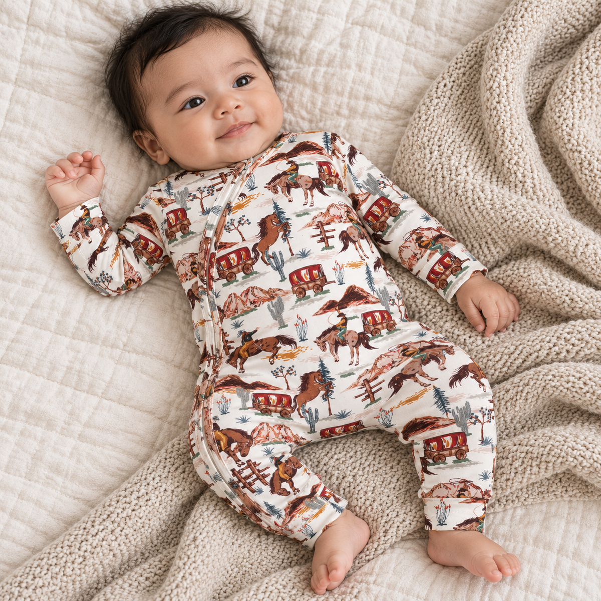 Bamboo Zipper Romper - Western Spirit