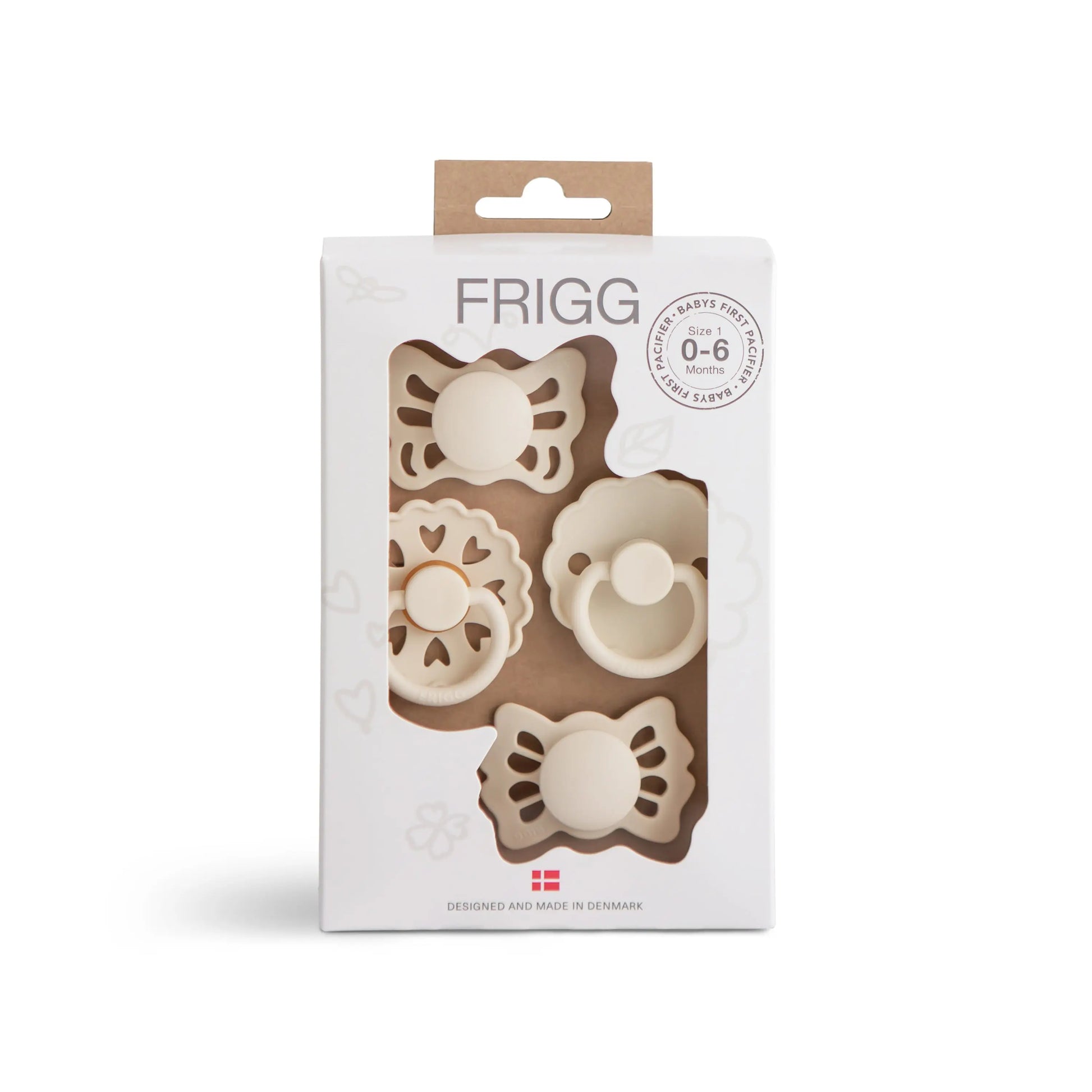 Frigg Baby's First Pacifier Floral Heart Cream 4 Pack Mushie