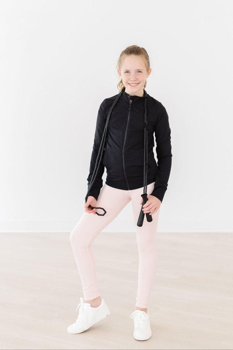 Mila & Rose ® Balanced Black Ruffle Full Zip Active Jacket For Girls - Everetts Place Boutique - 