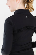 Balanced Black Ruffle Full Zip Active Jacket For Girls Mila & Rose ® Everetts Place: Online Boutique