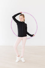 Balanced Black Ruffle Full Zip Active Jacket For Girls Mila & Rose ® Everetts Place: Online Boutique