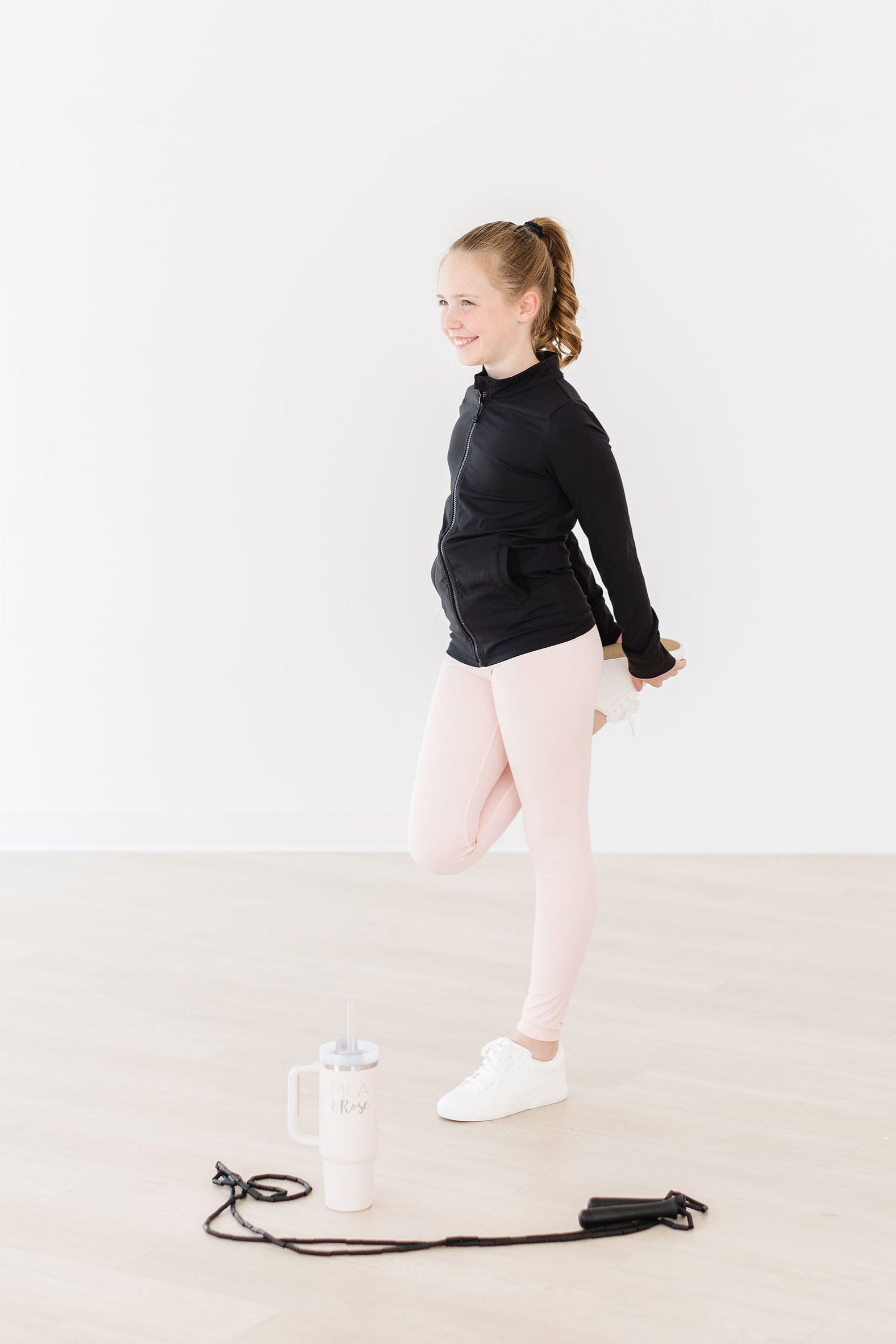 Balanced Black Ruffle Full Zip Active Jacket For Girls Mila & Rose ® Everetts Place: Online Boutique