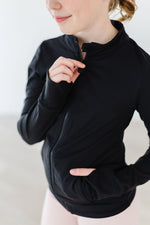 Balanced Black Ruffle Full Zip Active Jacket For Girls Mila & Rose ® Everetts Place: Online Boutique 48.00