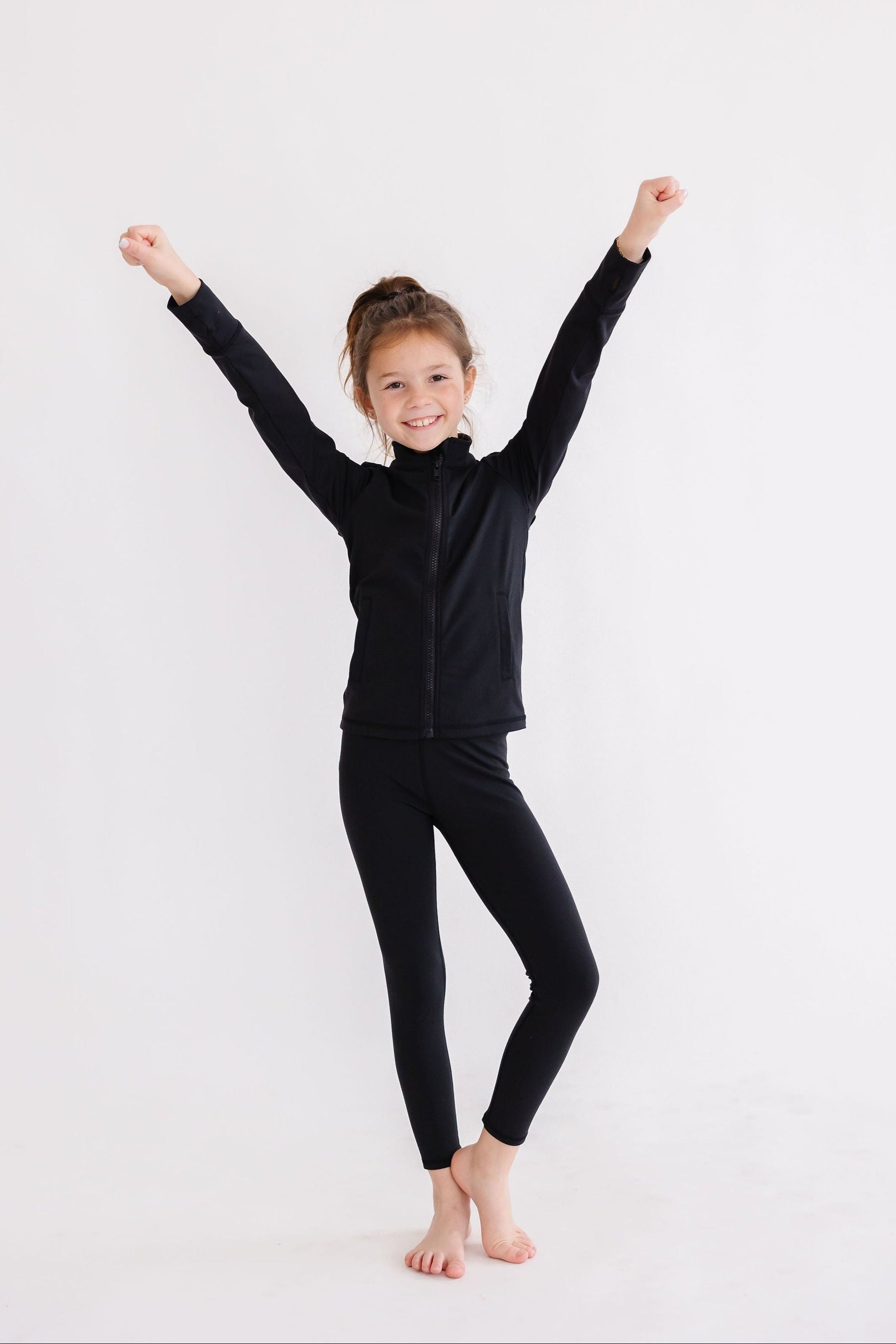Balanced Black Ruffle Full Zip Active Jacket For Girls Mila & Rose ® Everetts Place: Online Boutique