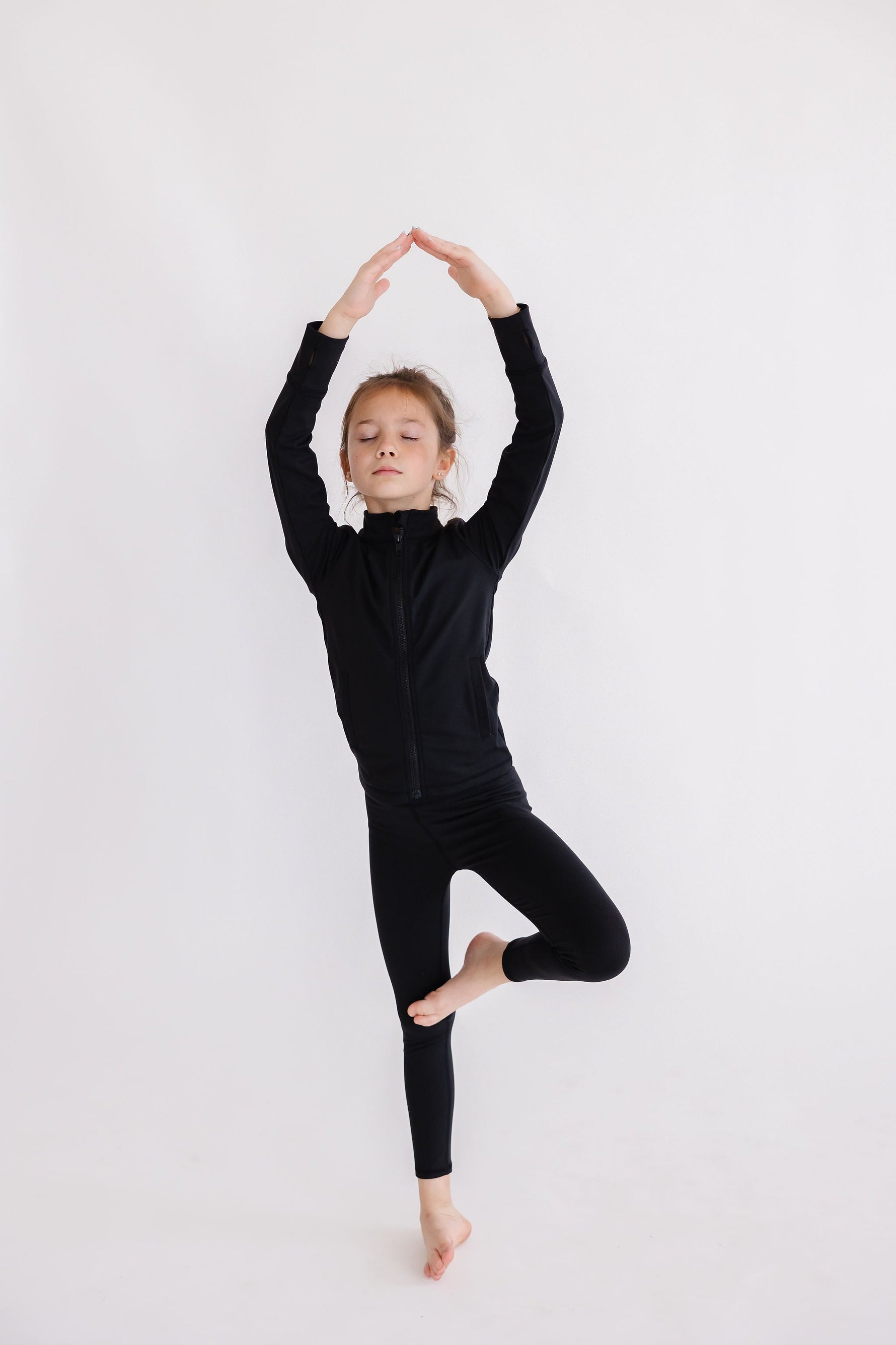 Balanced Black Ruffle Full Zip Active Jacket For Girls Mila & Rose ® Everetts Place: Online Boutique