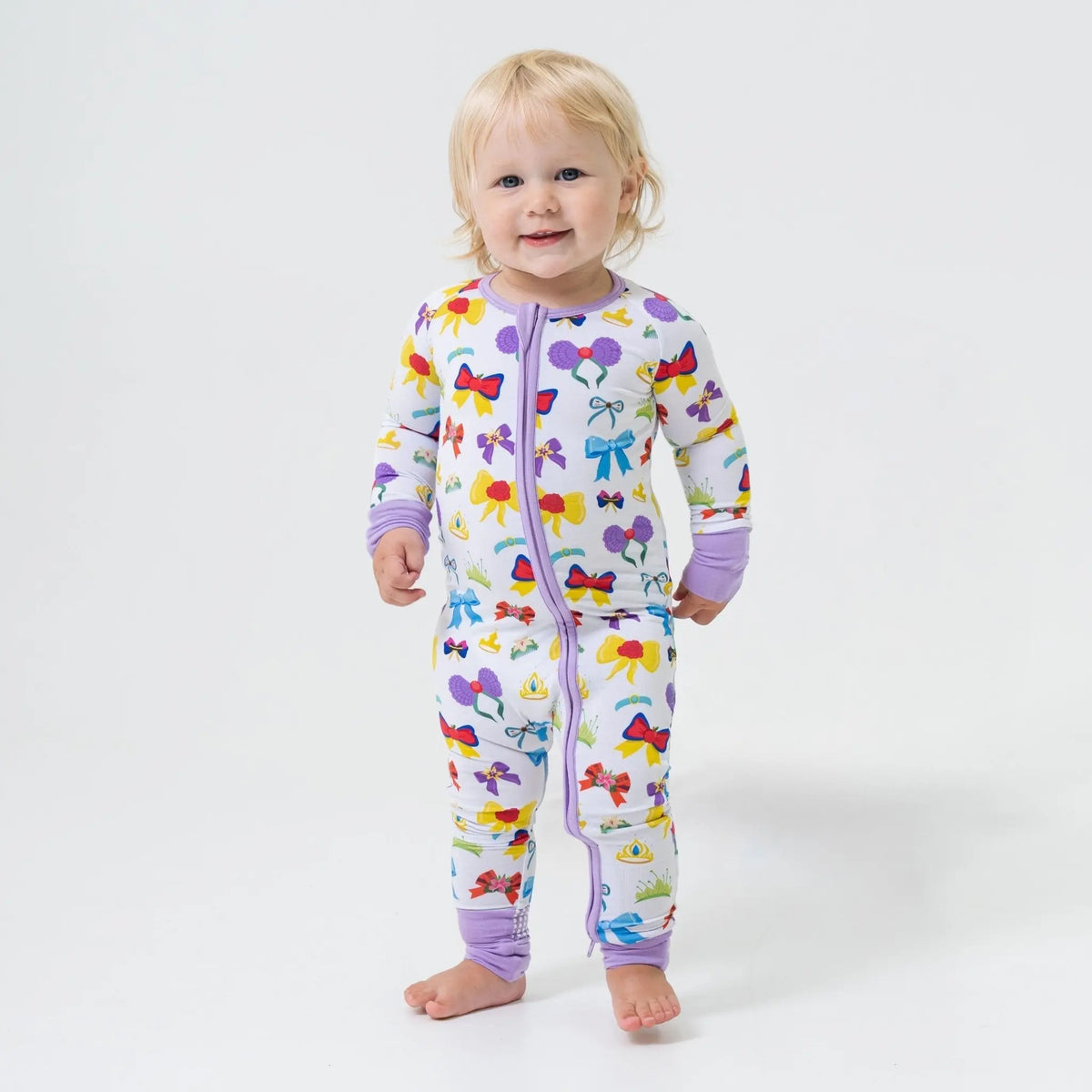 Bam & Stitch Sparkle & Reign Bamboo Convertible Romper | Princess Zipper Sleeper - 