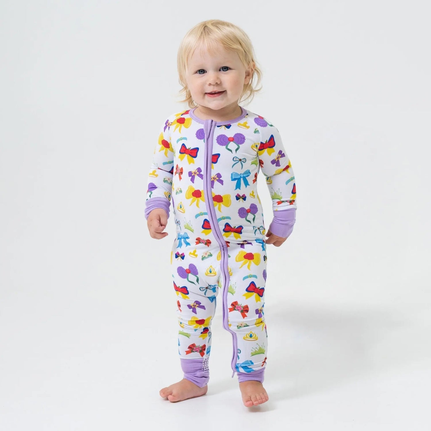 Bam & Stitch Sparkle & Reign Bamboo Convertible Romper | Princess Zipper Sleeper - 