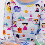 Bam & Stitch Children of the World Bamboo Long Sleeve Pajamas | Global Travel Set - 
