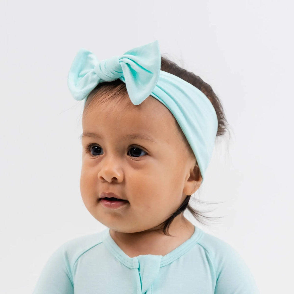 Bam & Stitch Ocean Breeze Bamboo Bow Headband | Mint Green Baby Accessory - 