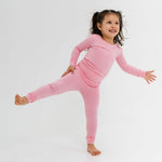 Bam & Stitch Pink Blossom Bamboo Pajamas | Long Sleeve Kids Sleepwear Set - 