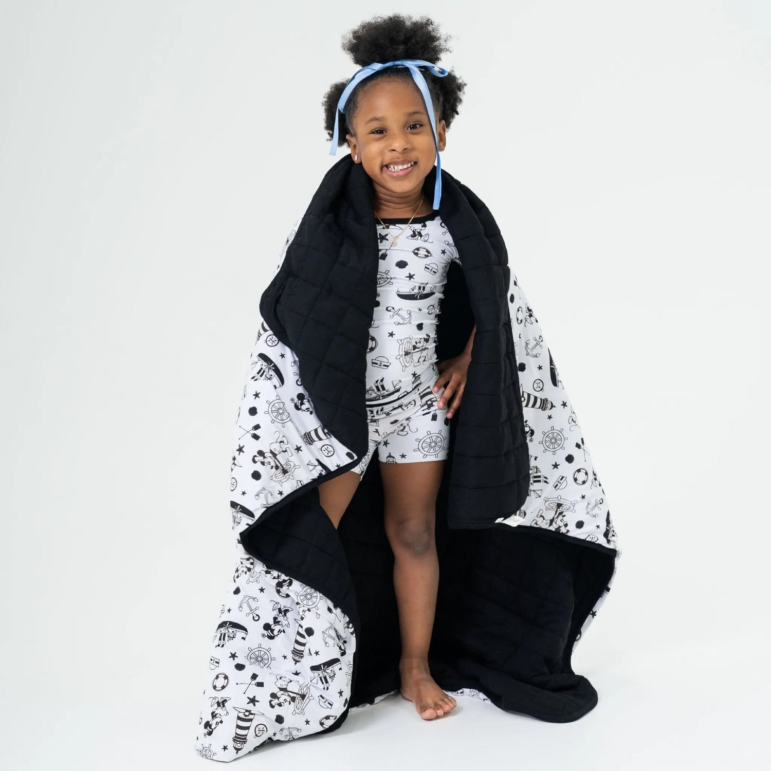 Bam & Stitch Steamboat Willie Bamboo Kids Blanket | Vintage Disney Style Quilt - 