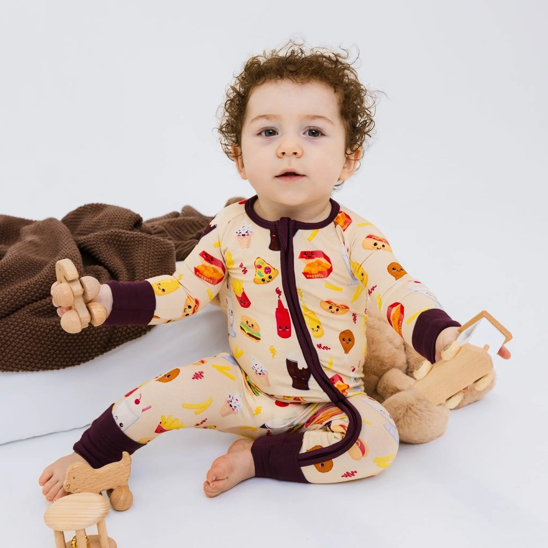 Bam & Stitch Blissful Bites Bamboo Convertible Romper | Fast Food Print Sleeper - 