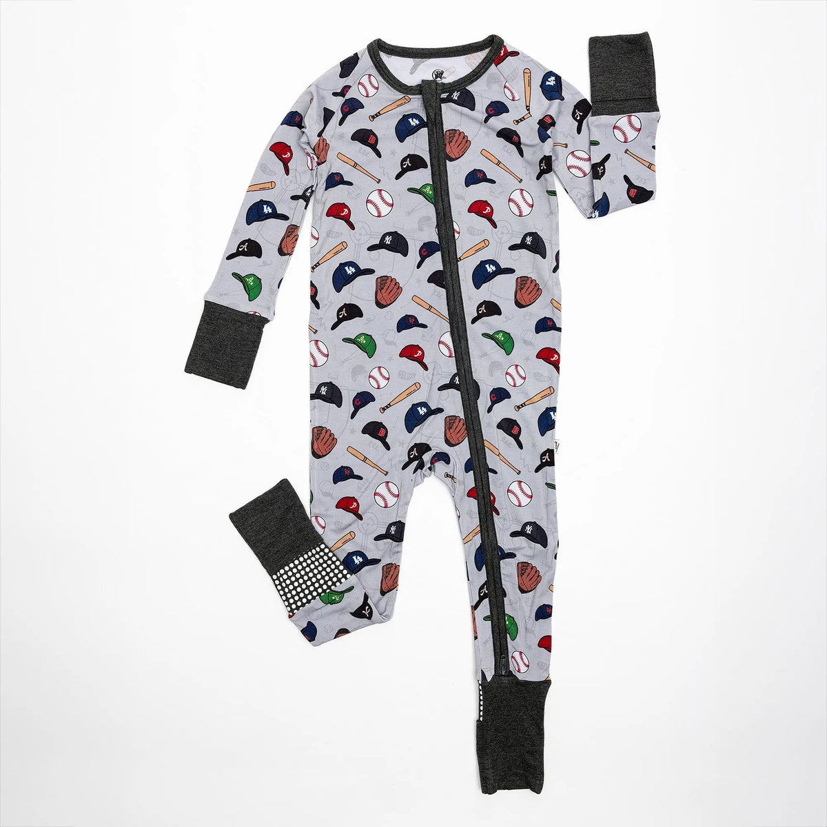 Bam & Stitch Major League Buddies Bamboo Convertible Romper | Baseball Zipper Sleeper - 