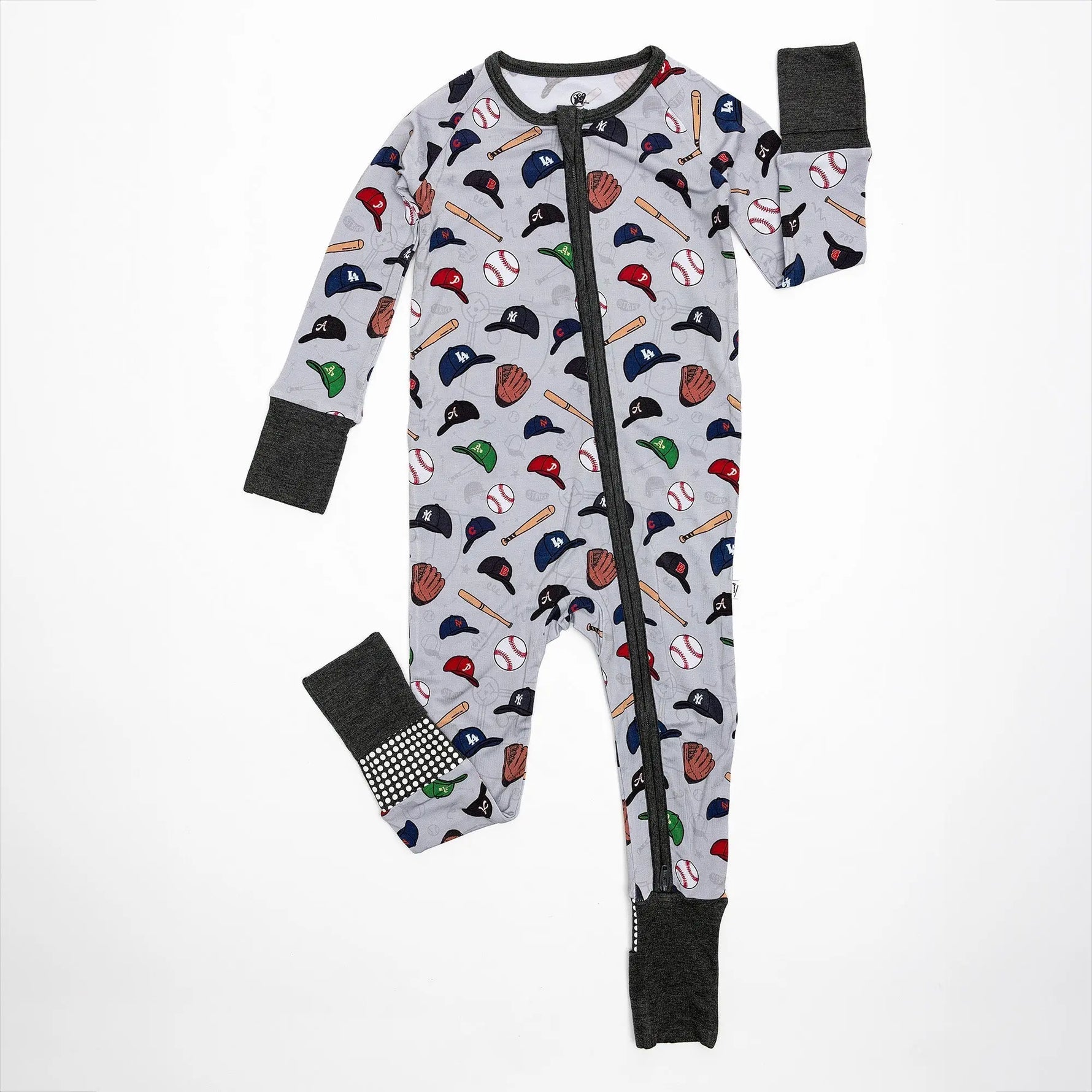 Bam & Stitch Major League Buddies Bamboo Convertible Romper | Baseball Zipper Sleeper - 