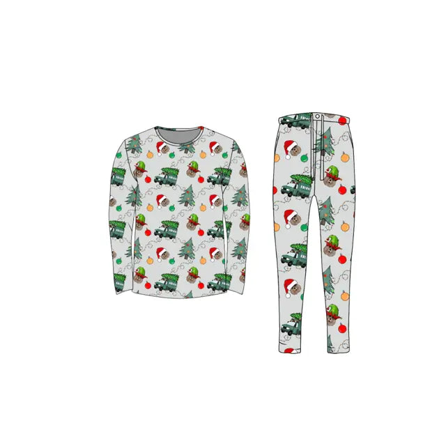 Bamboo Adult Two Piece Pajama Set, Christmas Wildland Firefighter Miller & Co. Everetts Place Boutique