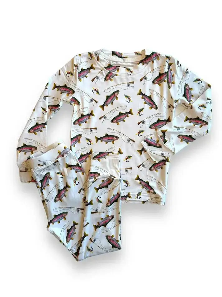 Miller & Co. Bamboo Adult Two Piece Pajama Set, Gone Fishing - Everetts Place Boutique -