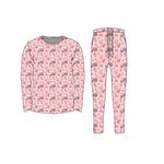 Bamboo Adult Two Piece Pajama Set, Pink Firefighter Miller & Co. Everetts Place Boutique