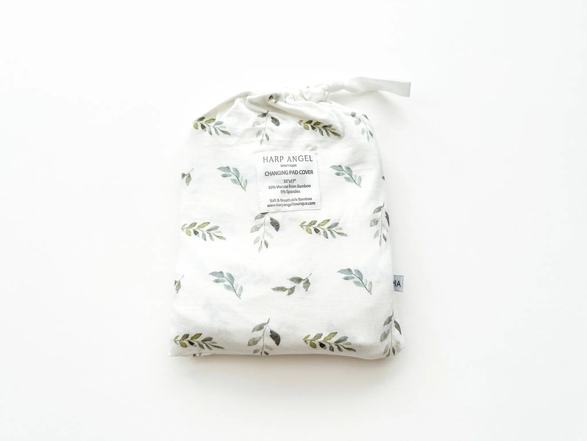 Bamboo Changing Pad Cover - Green Leaves Harp Angel Boutique
