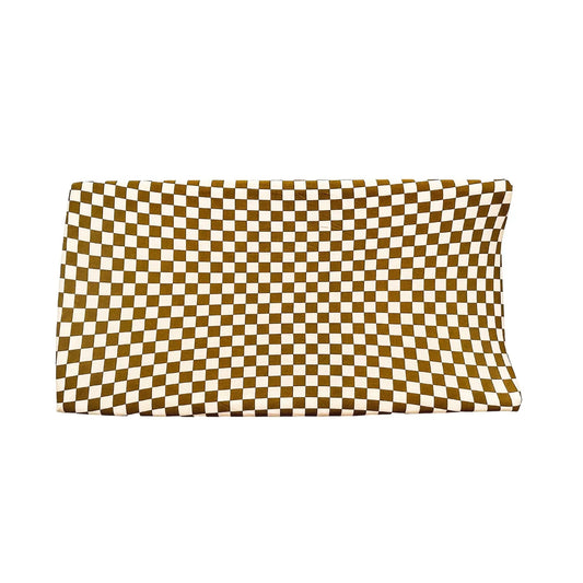 Bamboo Changing Pad Cover - Toffee Checkered Harp Angel Boutique