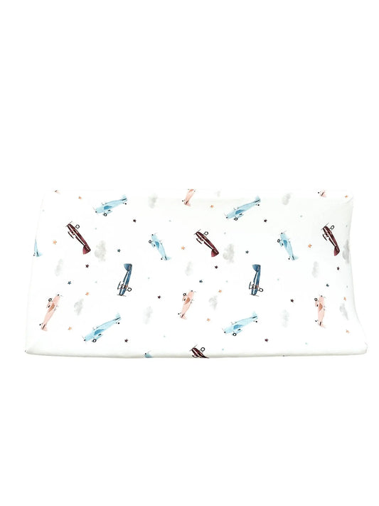 Bamboo Changing Pad Cover - Vintage Airplane Harp Angel Boutique
