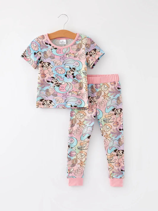 Bamboo Fabric Girls Summer Minnie Mouse Pajamas Set Rylee Faith Designs Everetts Place: Online Boutique