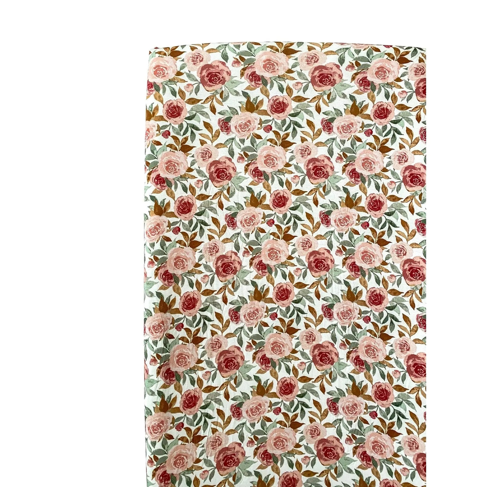 Bamboo Fitted Crib Sheet - Dusty Pink Floral Harp Angel Boutique