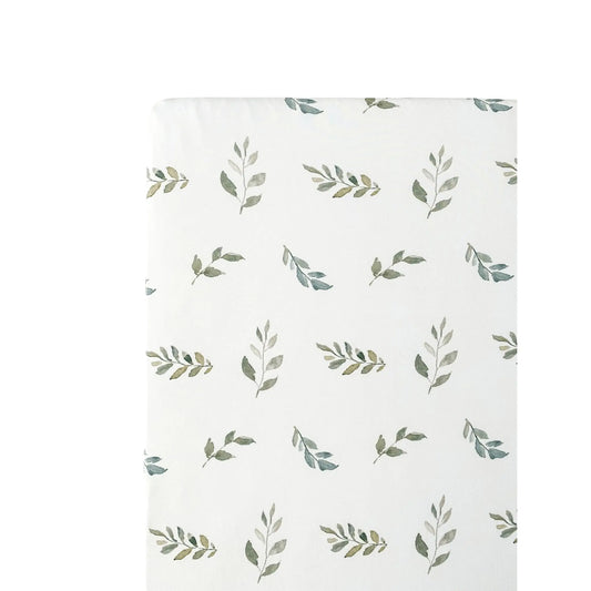 Bamboo Fitted Crib Sheet - Green Leaves Harp Angel Boutique