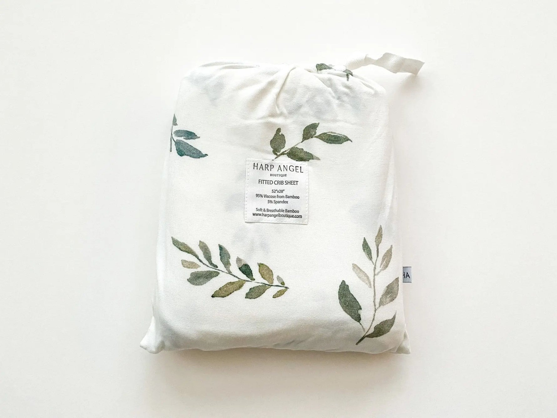 Harp Angel Boutique Premium Bamboo Crib Sheet with Soft Green Leaves for Baby's Nursery - Home & Garden > Linens & Bedding > Bedding > Bed Sheets Crib Sheets