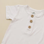 Little Joy Co. Bamboo Henley Romper For Babies Short Sleeve Snaps - Apparel & Accessories > Clothing > Baby & Toddler Clothing > Baby One-Pieces clothes