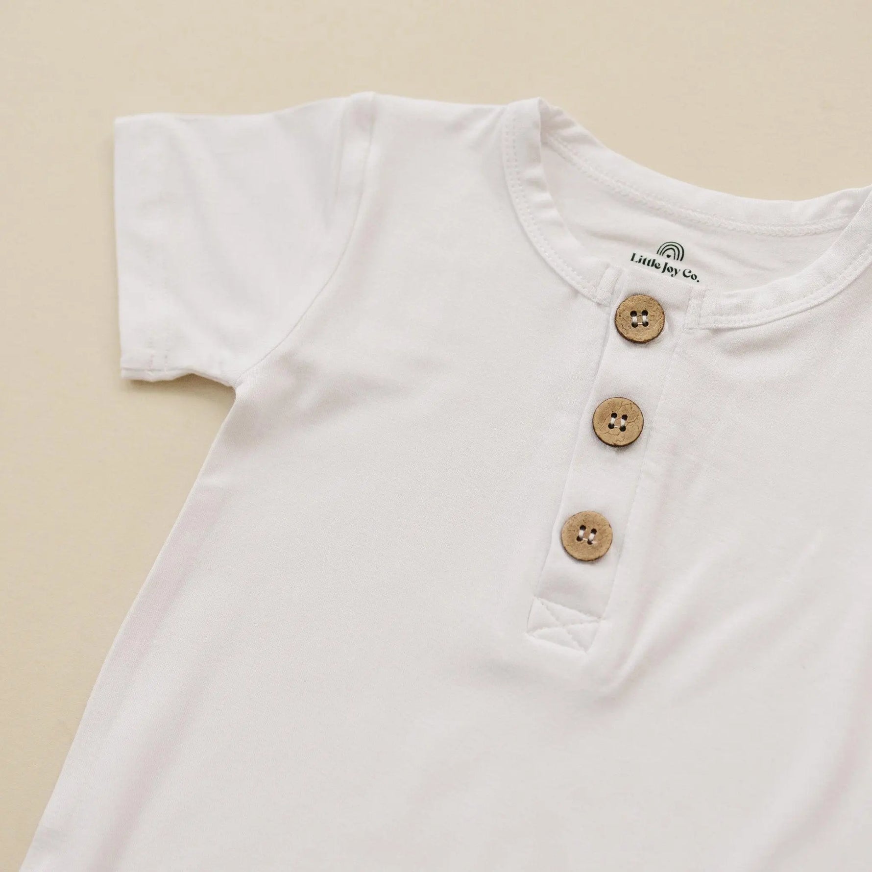 Little Joy Co. Bamboo Henley Romper For Babies Short Sleeve Snaps - Apparel & Accessories > Clothing > Baby & Toddler Clothing > Baby One-Pieces clothes