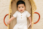 Little Joy Co. Bamboo Henley Romper For Babies Short Sleeve Snaps - Apparel & Accessories > Clothing > Baby & Toddler Clothing > Baby One-Pieces clothes