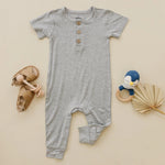 Little Joy Co. Bamboo Henley Romper For Babies Short Sleeve Snaps - Apparel & Accessories > Clothing > Baby & Toddler Clothing > Baby One-Pieces clothes
