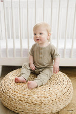 Little Joy Co. Bamboo Henley Romper For Babies Short Sleeve Snaps - Apparel & Accessories > Clothing > Baby & Toddler Clothing > Baby One-Pieces clothes