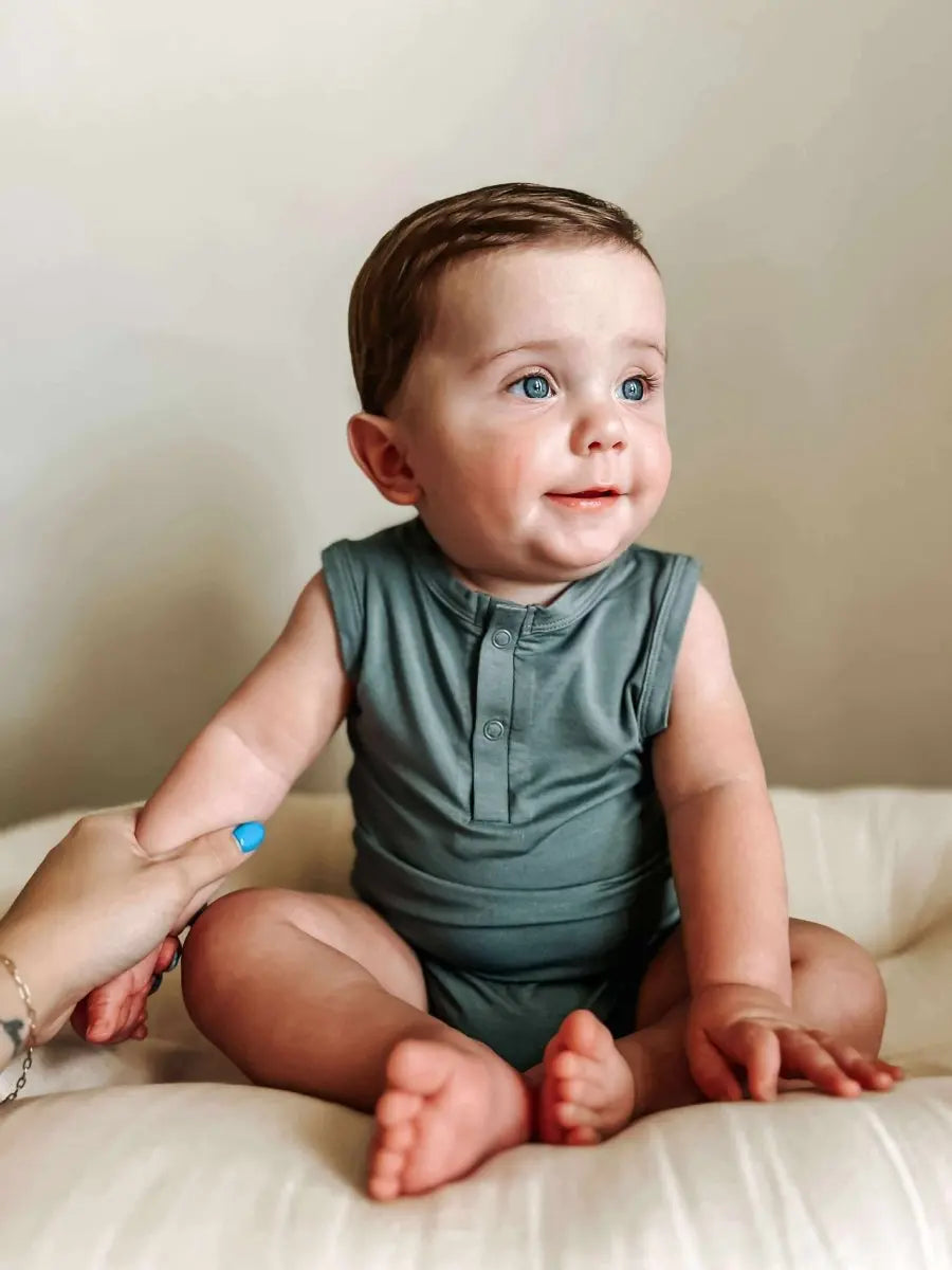 Little Joy Co. Bamboo Henley Romper - 