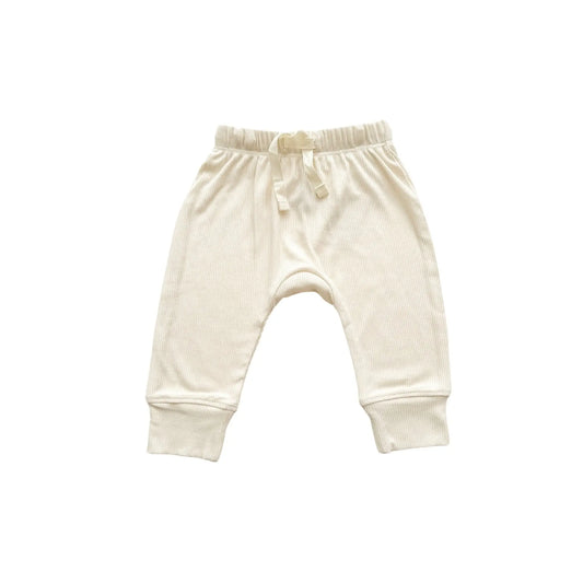 Bamboo Jogger Pants - Cream Ribbed Harp Angel Boutique