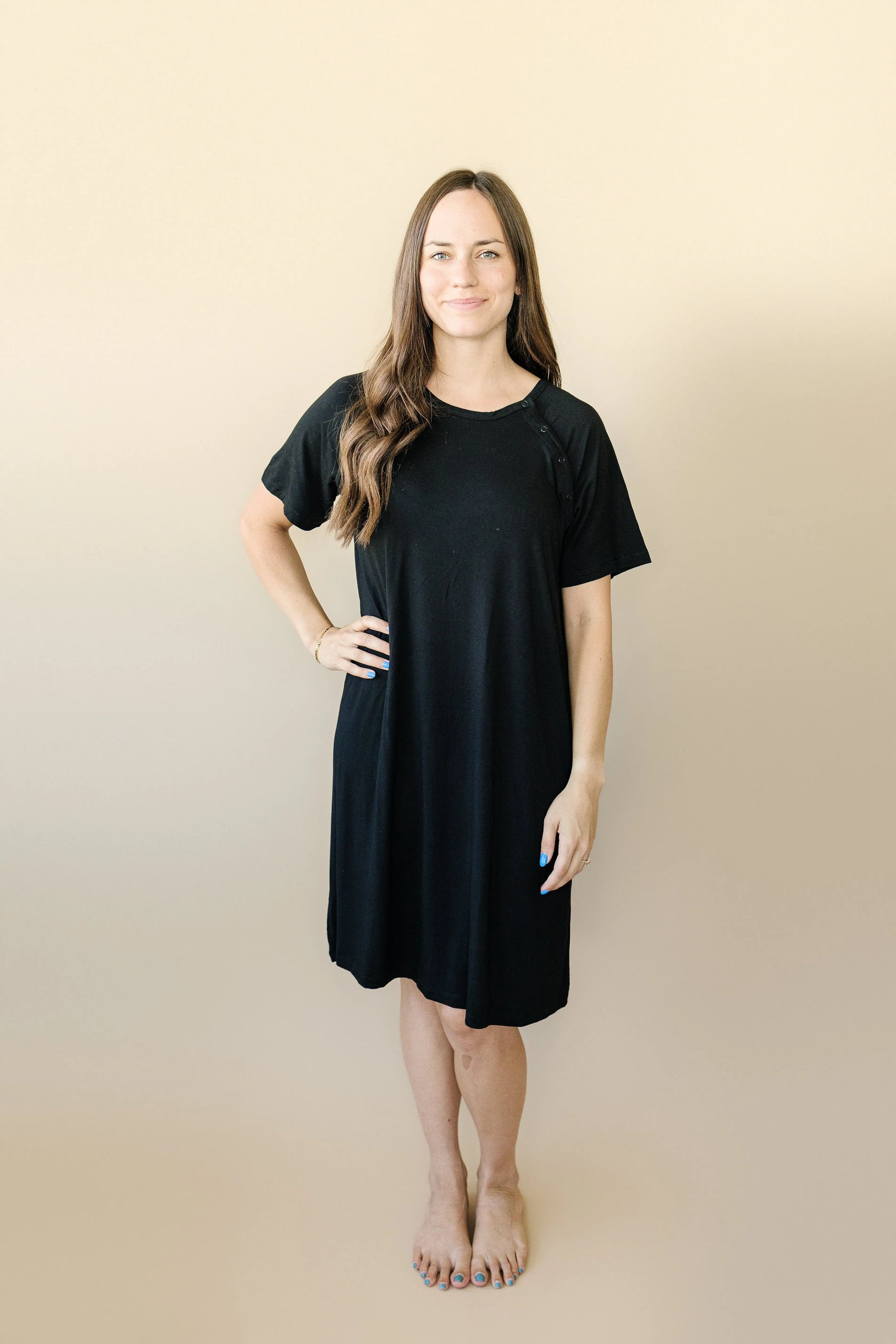 Little Joy Co. Bamboo Labor And Delivery Gown For Nursing And Skin To Skin - Apparel & Accessories > Clothing > Maternity Clothing > Maternity Dresses