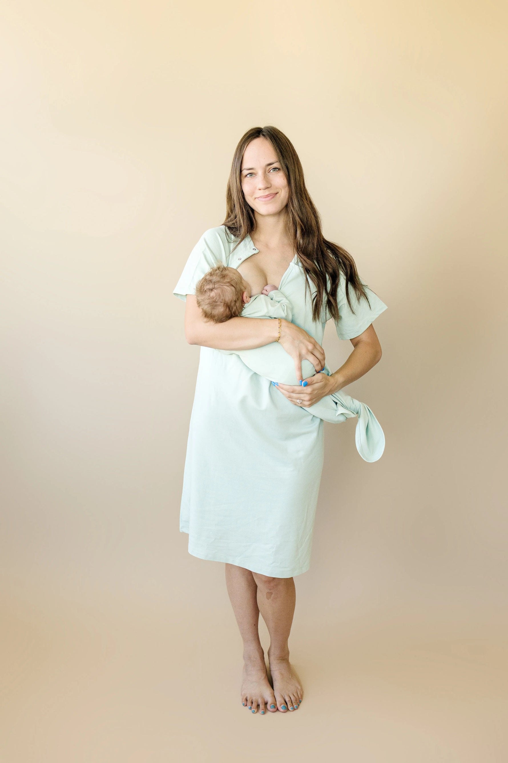 Little Joy Co. Bamboo Labor And Delivery Gown For Nursing And Skin To Skin - Apparel & Accessories > Clothing > Maternity Clothing > Maternity Dresses