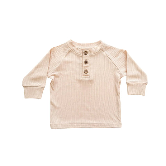 Bamboo Long Sleeve Shirt - Blush Ribbed Harp Angel Boutique