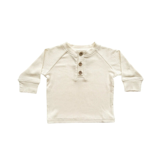 Bamboo Long Sleeve Shirt - Cream Ribbed Harp Angel Boutique