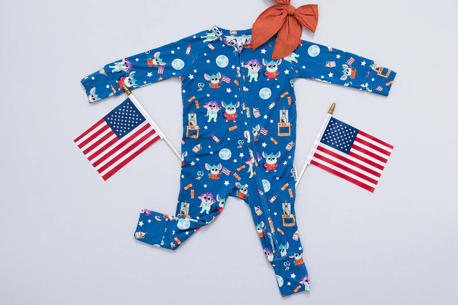 Charlie Lou Baby Bamboo Rompee Chip Chilla Baby Romper Convertible Cuffs - Apparel & Accessories > Clothing > Sleepwear & Loungewear > Pajamas romper