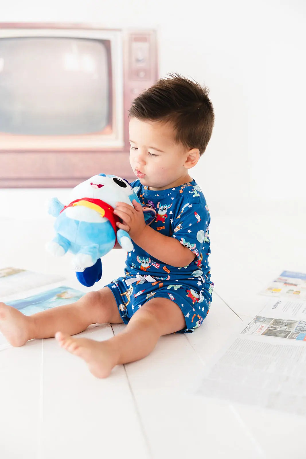 Charlie Lou Baby Bamboo Shortie Set for Babies Chip Chilla Collection - Apparel & Accessories > Clothing > Sleepwear & Loungewear > Pajamas Shirt and Shorts Set