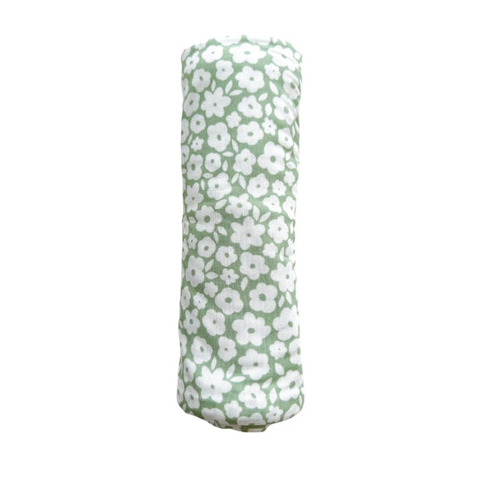 Bamboo Stretch Swaddle - Sage Ditsy Floral Harp Angel Boutique