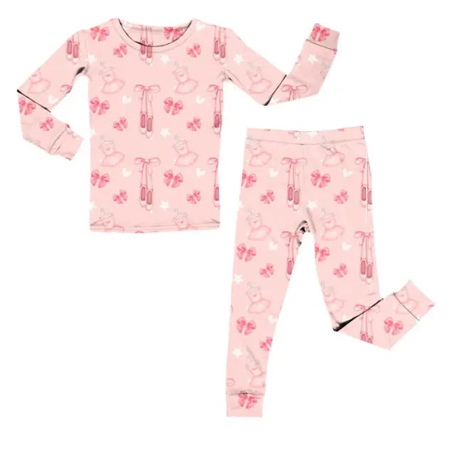 Bamboo Two Piece Pajama Set Ballerina By Miller Co Miller & Co. 