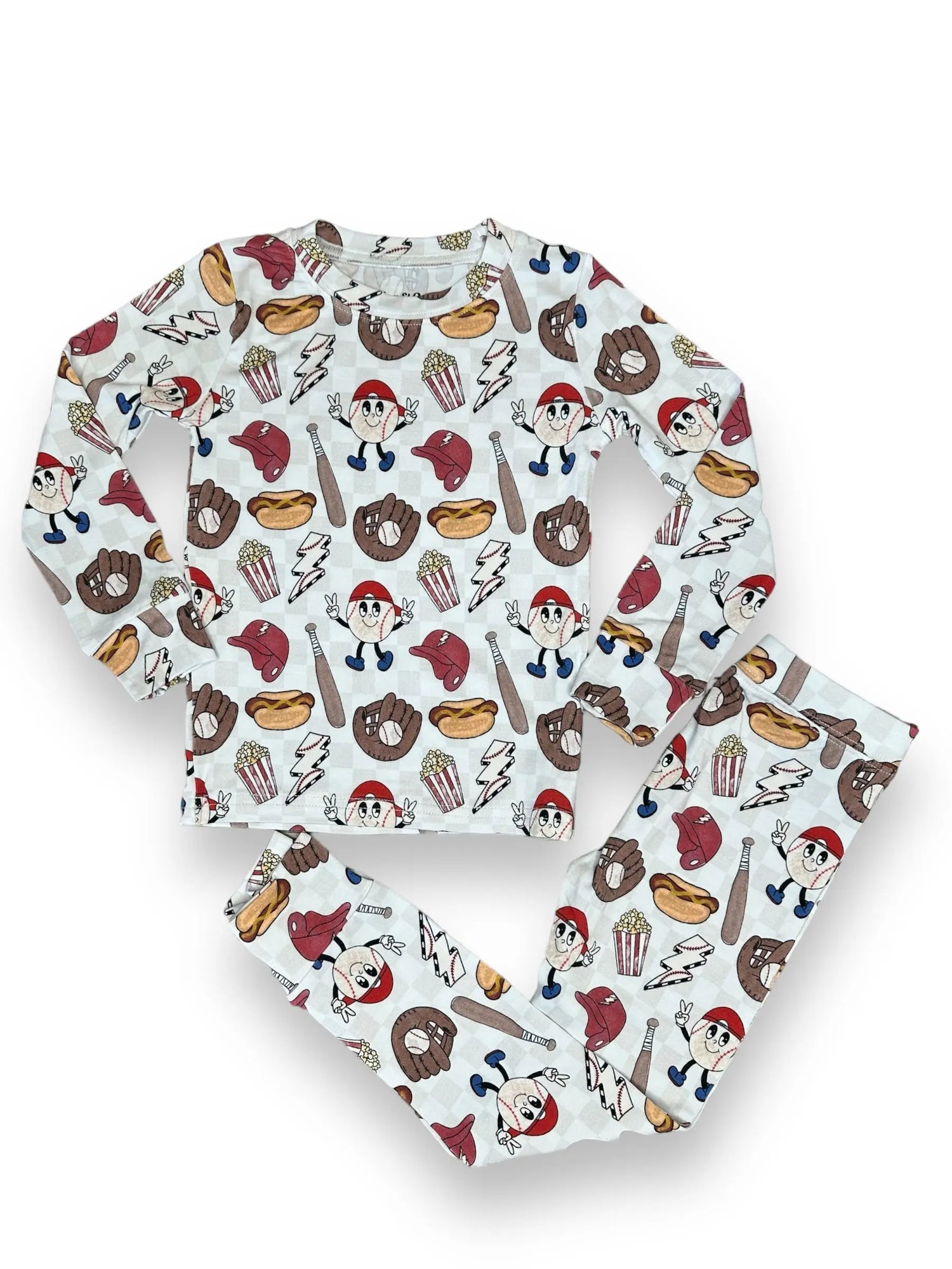 Bamboo Two Piece Pajama Set, Baseball Miller & Co. Everetts Place Boutique